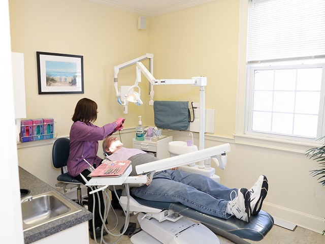 Newburyport patient laying in exam chair